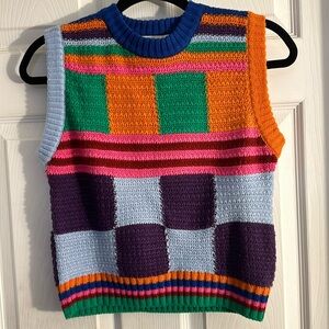 Vintage sweater vest color block